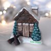 Kar Efektli Ev Şeklindeki Yılbaşı Temalı El Boyaması Tütsülük