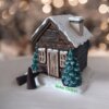 Kar Efektli Ev Şeklindeki Yılbaşı Temalı El Boyaması Tütsülük