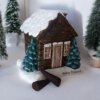 Kar Efektli Ev Şeklindeki Yılbaşı Temalı El Boyaması Tütsülük