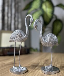 2'li Şık Dekoratif Flamingo Gümüş Renk Dekor Obje Dekorasyon