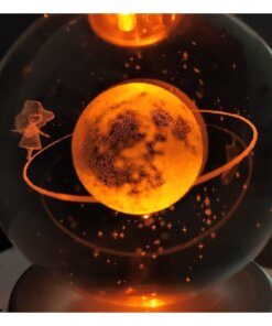 3D Samanyolu ve Satürn Temalı Renkli Işıklı Cam Küre