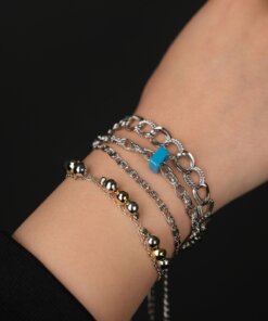 Gümüş Renk 4 Adet Kadın Renk Atmaz Kombin Bileklik Seti