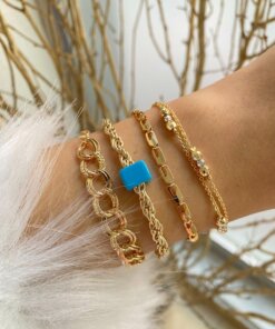 Kadın Altın Kaplama Renk Atmaz Kombin Bileklik Seti