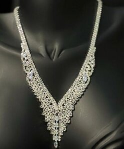 Juliet Model Zirkon Taşlı Abiye Kolye Küpe Seti Gelin Nişan Takı Seti