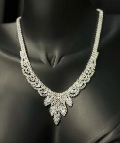 Zirkon Taşlı Abiye Kolye Küpe Seti Gelin Nişan Takı Seti