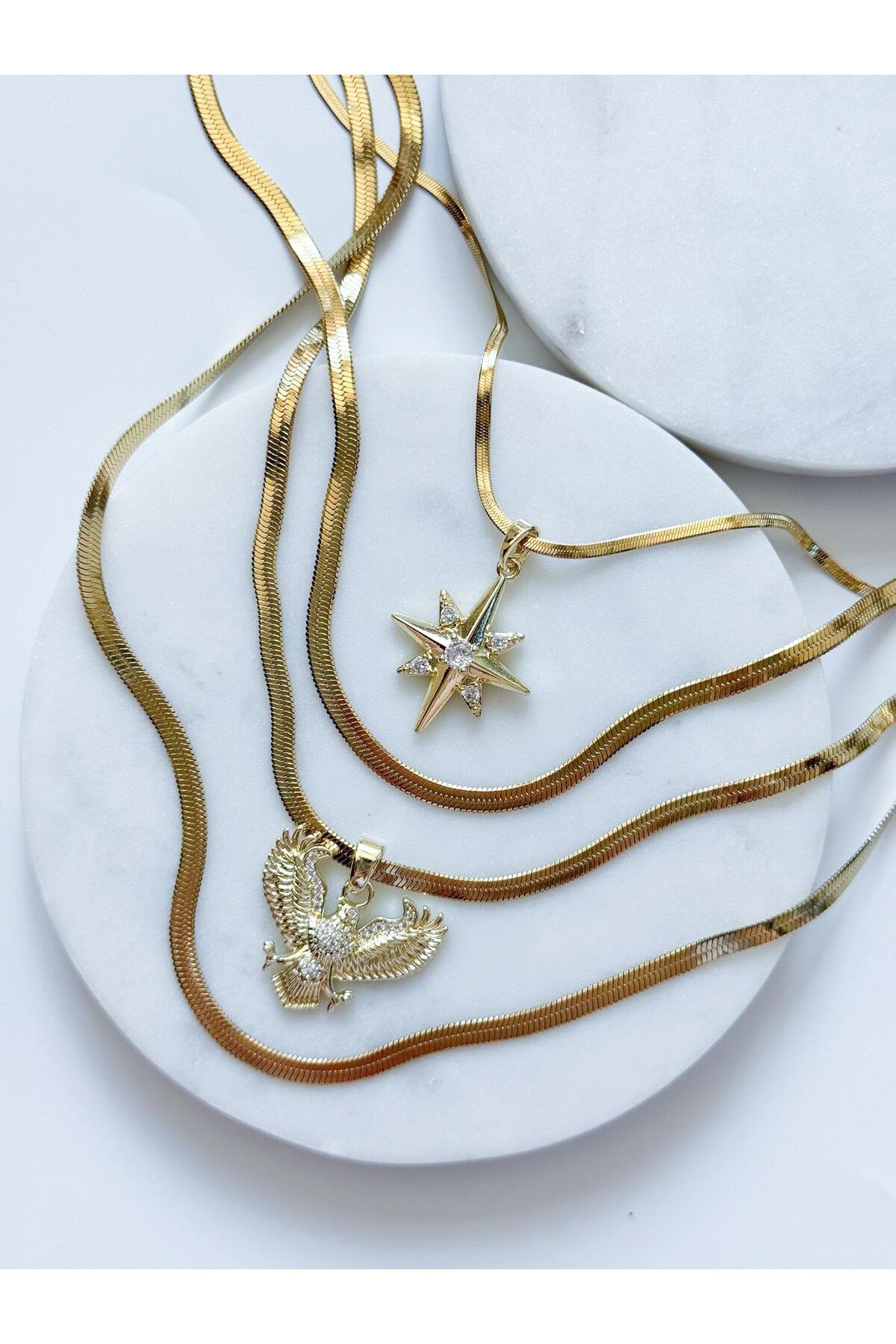 Şık Çelik 4lü Kolye Seti