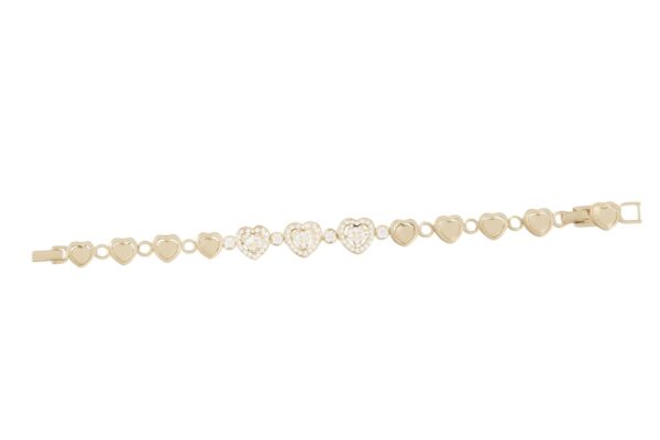 Swarovski Taş Detaylı 14 Ayar Altın Kaplama Kalp Figürlü Gold Kadın Bileklik
